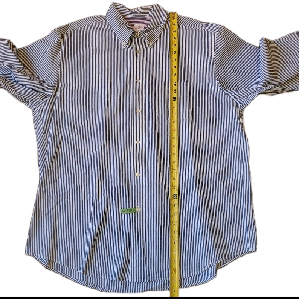 Brooks Brothers Madison Oxford Button Up Shirt Mens XL Blue White Striped Ls - Picture 6 of 9